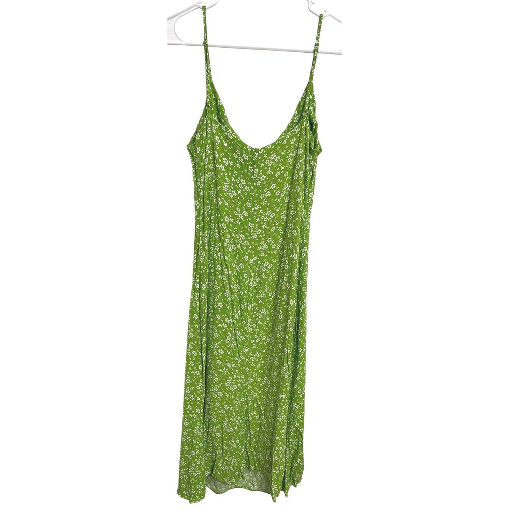 Reformation Crimini‎ Green Ditsy Floral Slip Dress Midi Cottagecore Fairy Size 8 - Picture 3 of 4